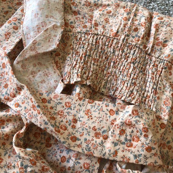 Reformation Floral Midi Dress in Cream and Pink - Picture 5 of 7